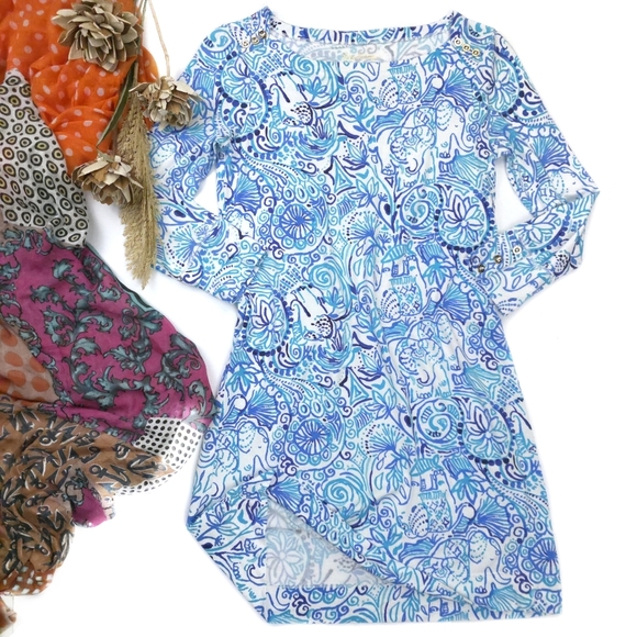 Lilly Pulitzer Dresses & Skirts - Lilly Pulitzer Blue and White Swirl Dress Sz Small